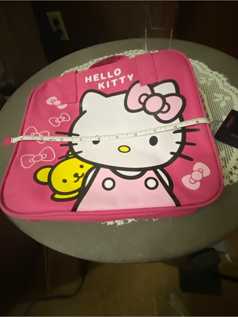 Hello Kitty Pink Character Lunch Tote with Bow Accent and water bottle - Picture 7 of 9
